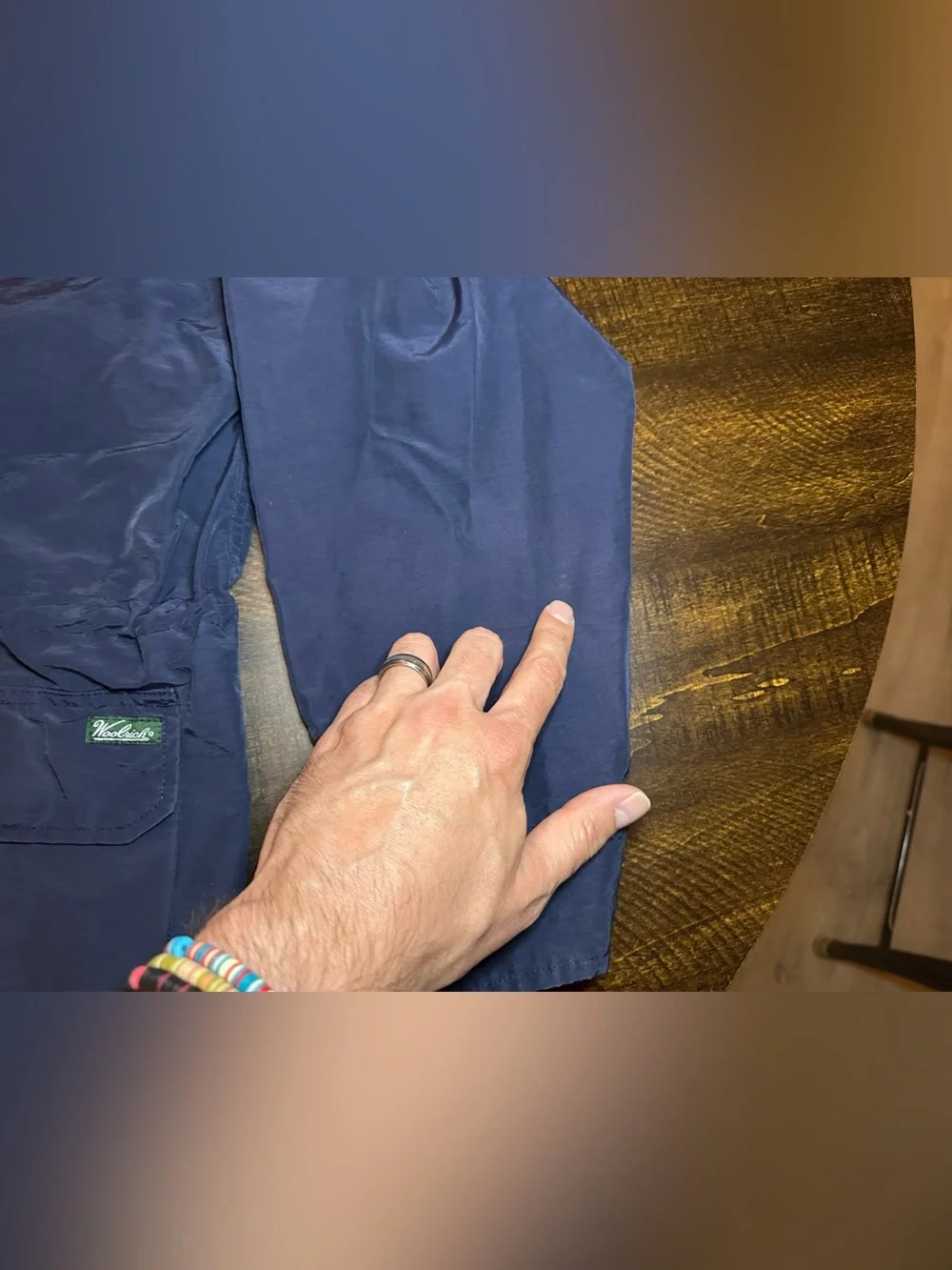 VTG Woolrich Men's Nylon Solid Blue Coat Full Zip Jacket-Large - Picture 3 of 14